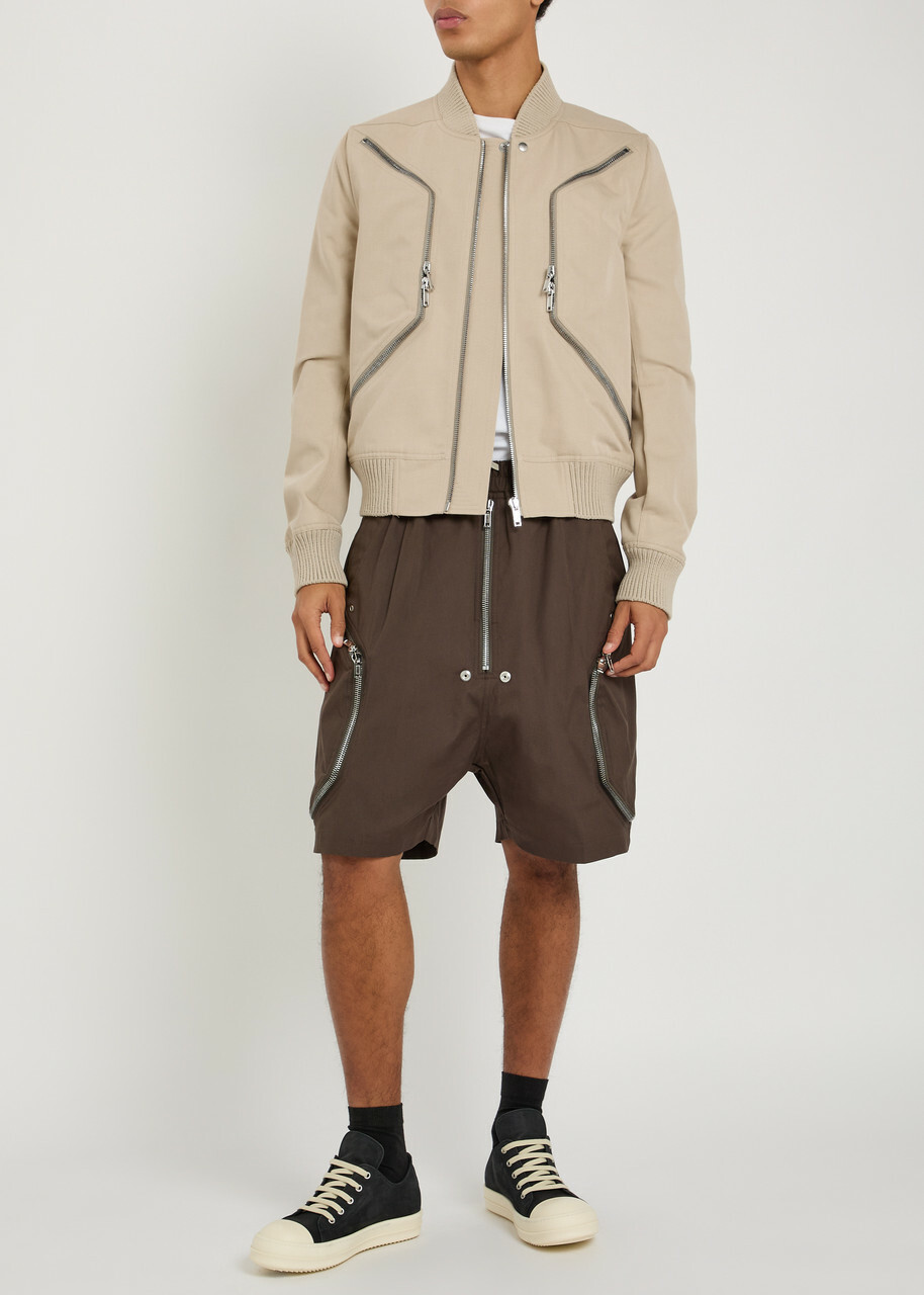 Rick Owens Heizer Flight Canvas Bomber Jacket Sand