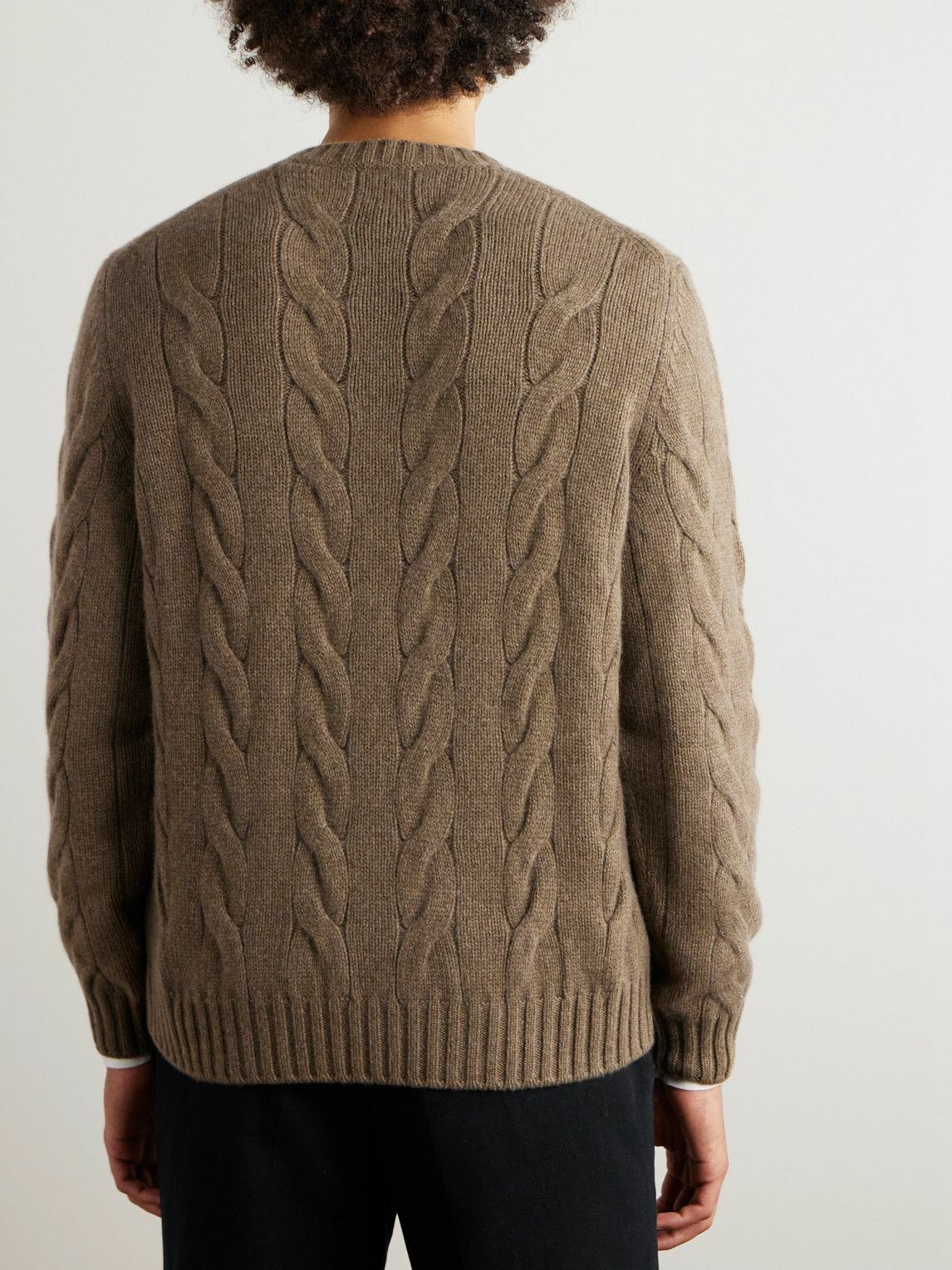 Loro Piana - Napier Cable-Knit Baby Cashmere Sweater - Brown