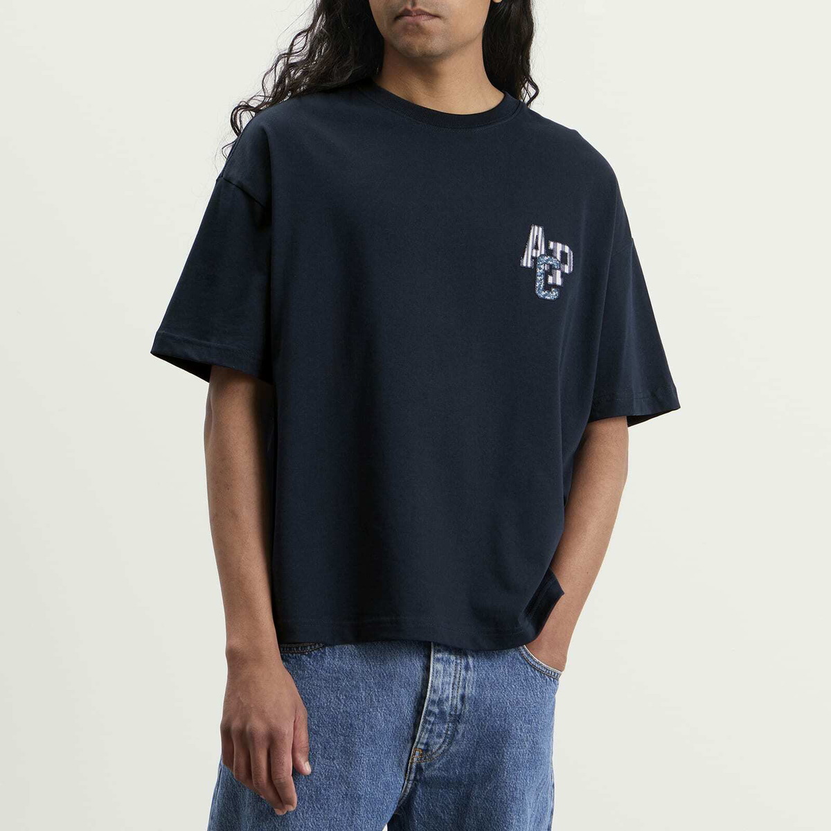 A.P.C. Men's Bruno Applique Logo T-Shirt in Dark Navy