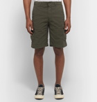 Incotex - Stretch-Cotton Ripstop Cargo Shorts - Army green