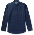 Blue Blue Japan - Button-Down Collar Indigo-Dyed Printed Cotton-Twill Shirt - Blue