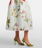 Oscar de la Renta Belted floral faille cocktail dress