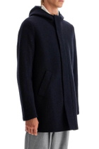 HARRIS WHARF LONDON hooded wool coat in boiled wool Blue