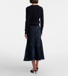 Erdem Floral flared denim midi skirt