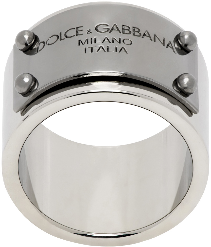 Dolce&Gabbana Silver Logo Tag Ring Dolce & Gabbana