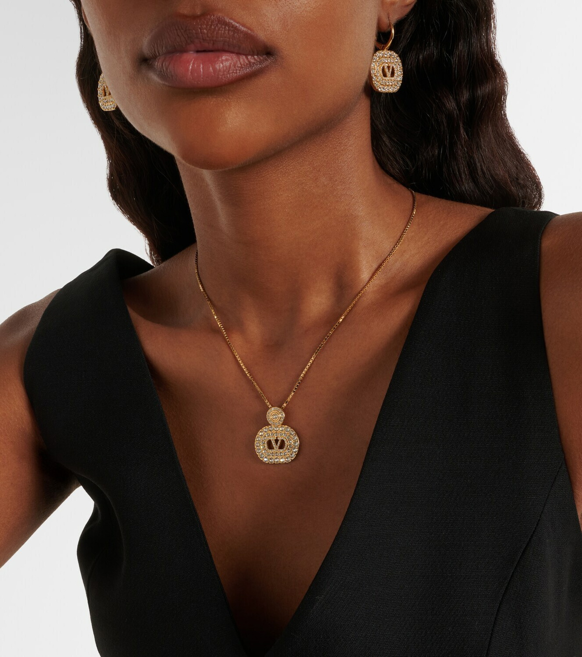 Valentino VLogo Swarovski®-embellished pendant necklace