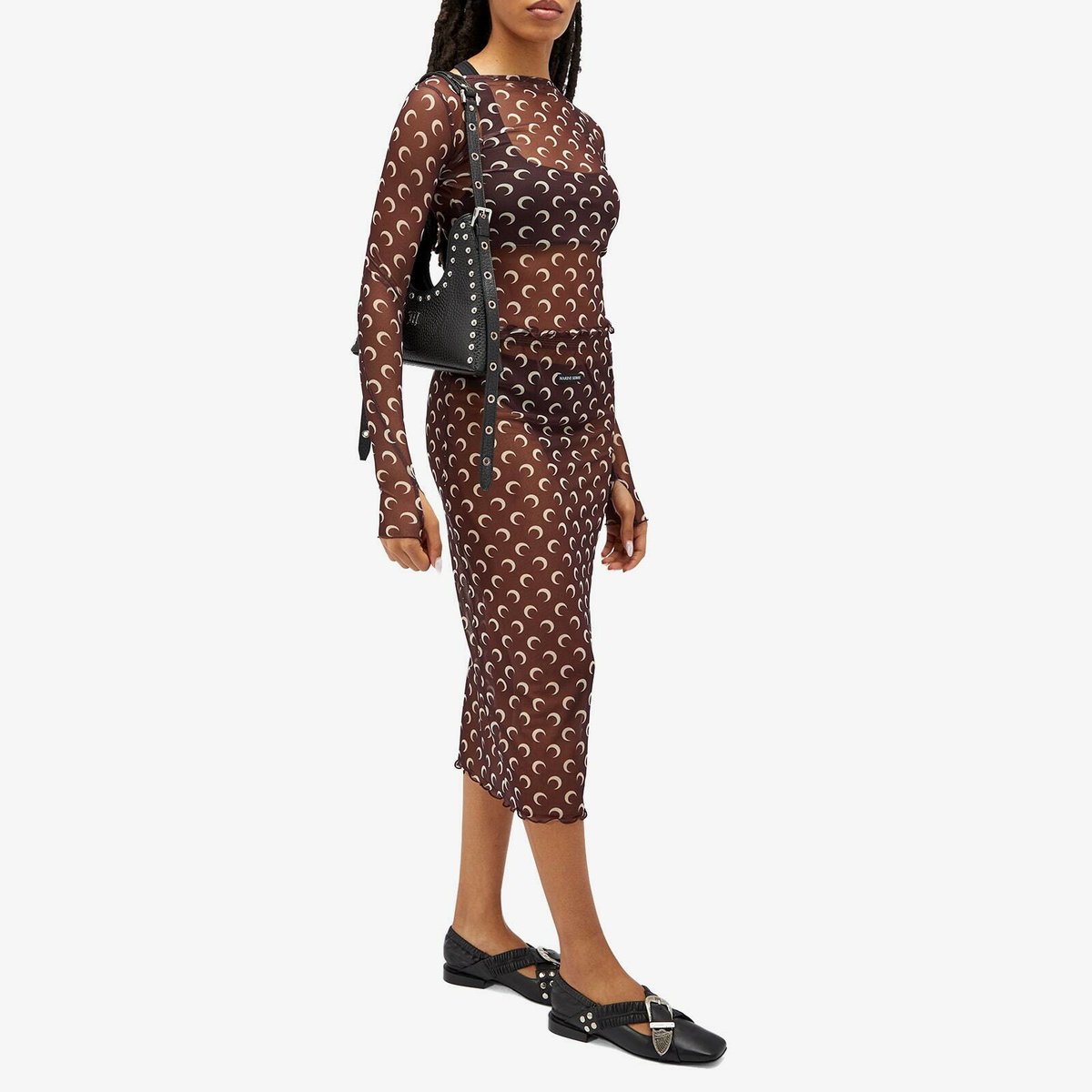 Purple Recycled Moon Mesh Midi Skirt by Marine Serre on Sale