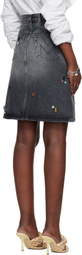 Marc Jacobs Black Gem A-Line Denim Midi Skirt