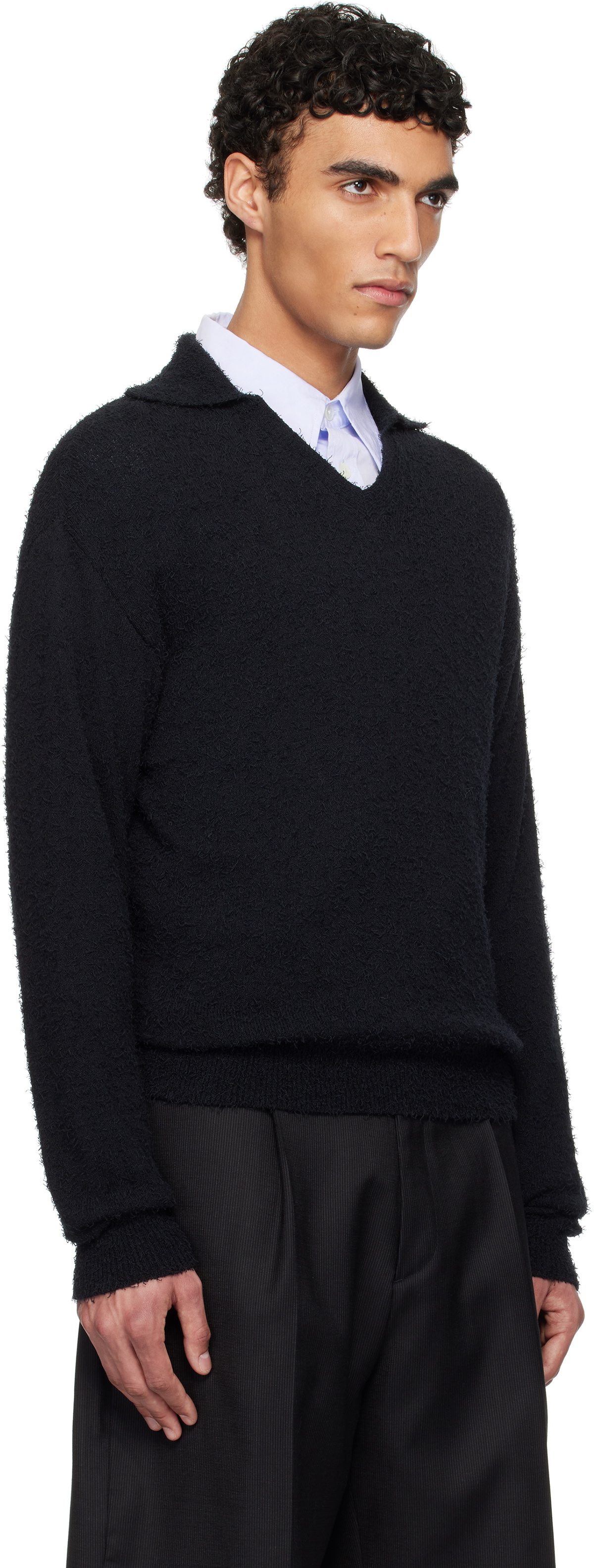 mfpen Black V-Neck Collar Sweater mfpen