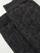Off-White - Monogrammed Printed Cotton-Blend Socks - Black