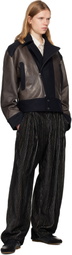 Kiko Kostadinov Gray & Navy Orvos Hybrid Leather Jacket