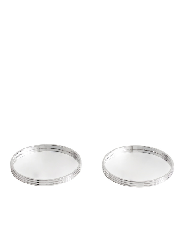 Photo: Christofle - KT Set of Two Silver-Plated Glass Coasters