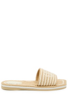 Chloe Sand Striped Woven Sliders White