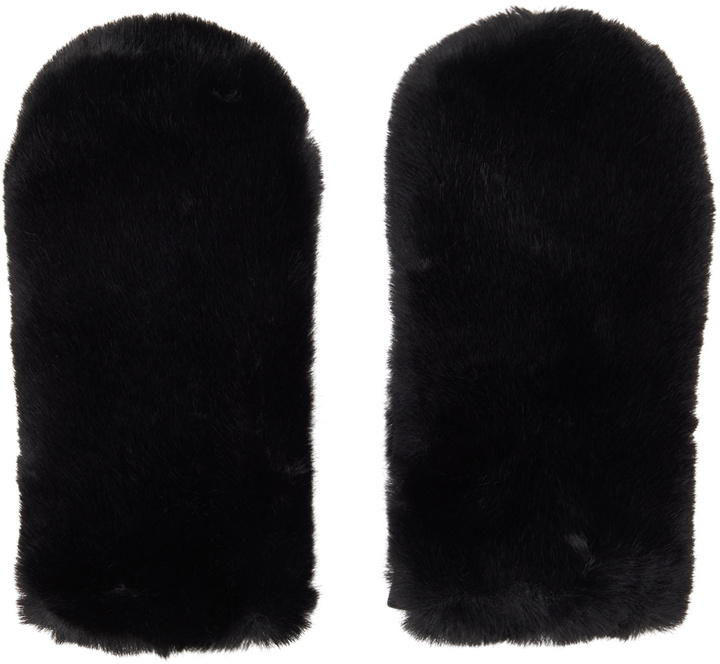 Photo: Stand Studio Black Charlie Faux-Fur Mittens