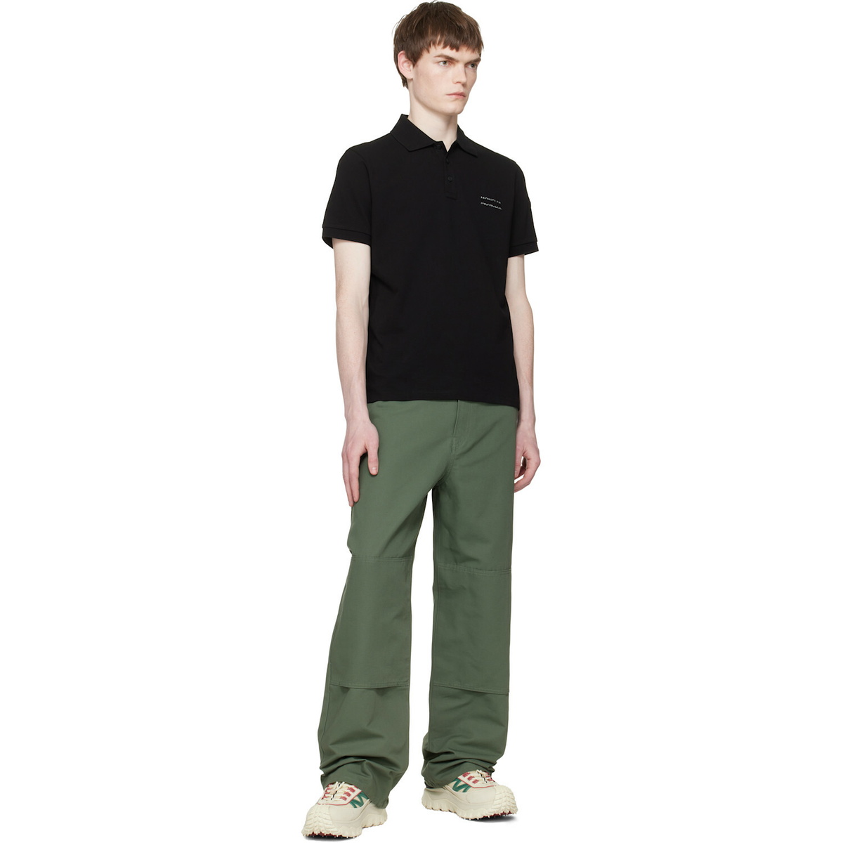 Moncler Black Logo Cotton Piquet Polo