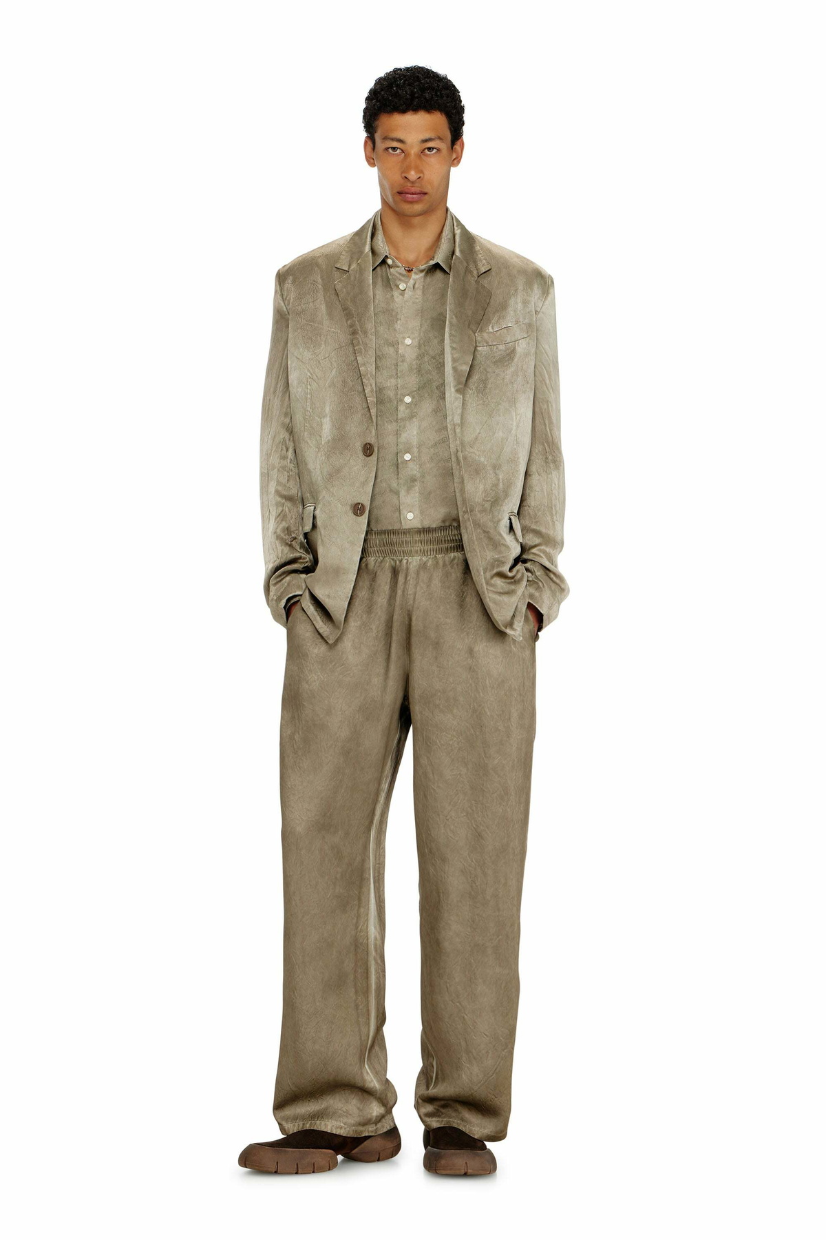 Diesel Pants in wrinkled satin - Pants Mens in Brown