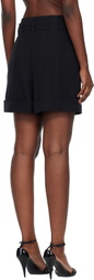 BALMAIN Black Grain De Poudre Belt Shorts