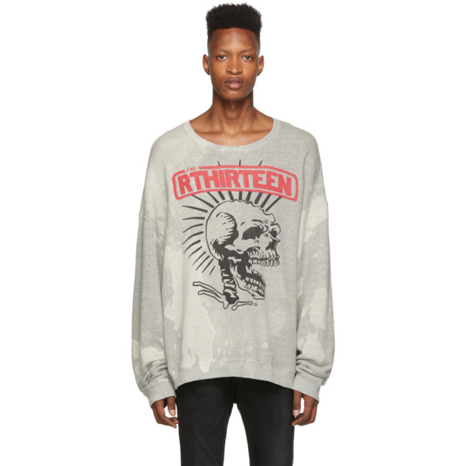 R13 Grey Exploited Punk Oversized Crewneck Sweatshirt R13