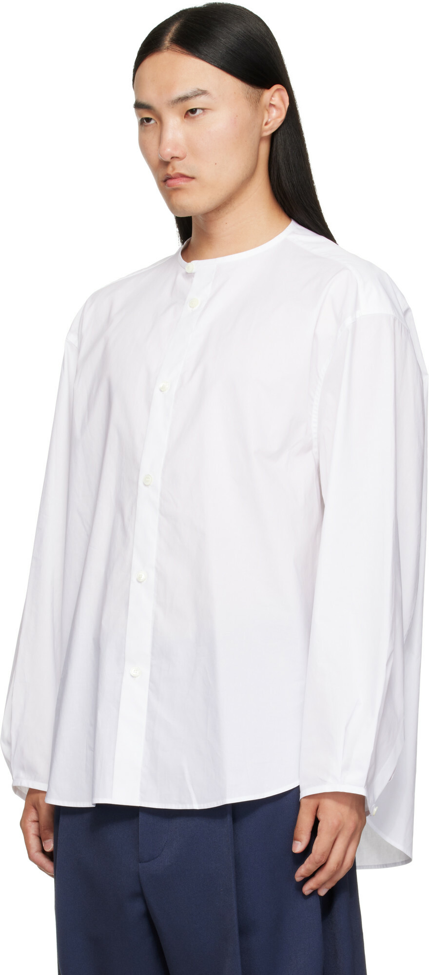 Hed Mayner White Band Collar Shirt