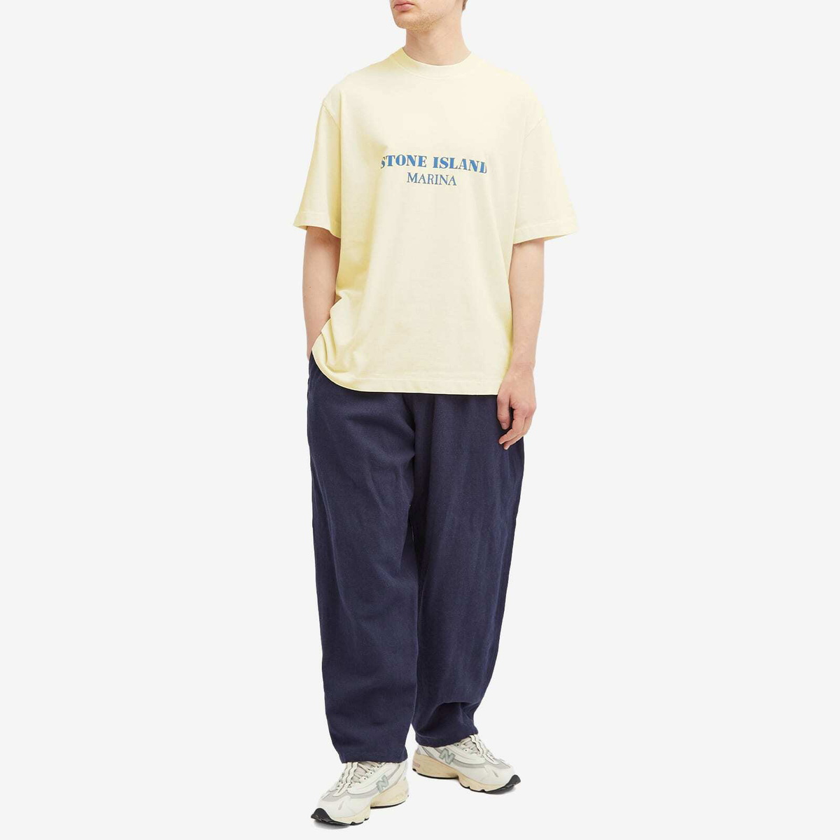 Stone Island Men's Marina Old Effect Logo T-Shirt in Butter Stone