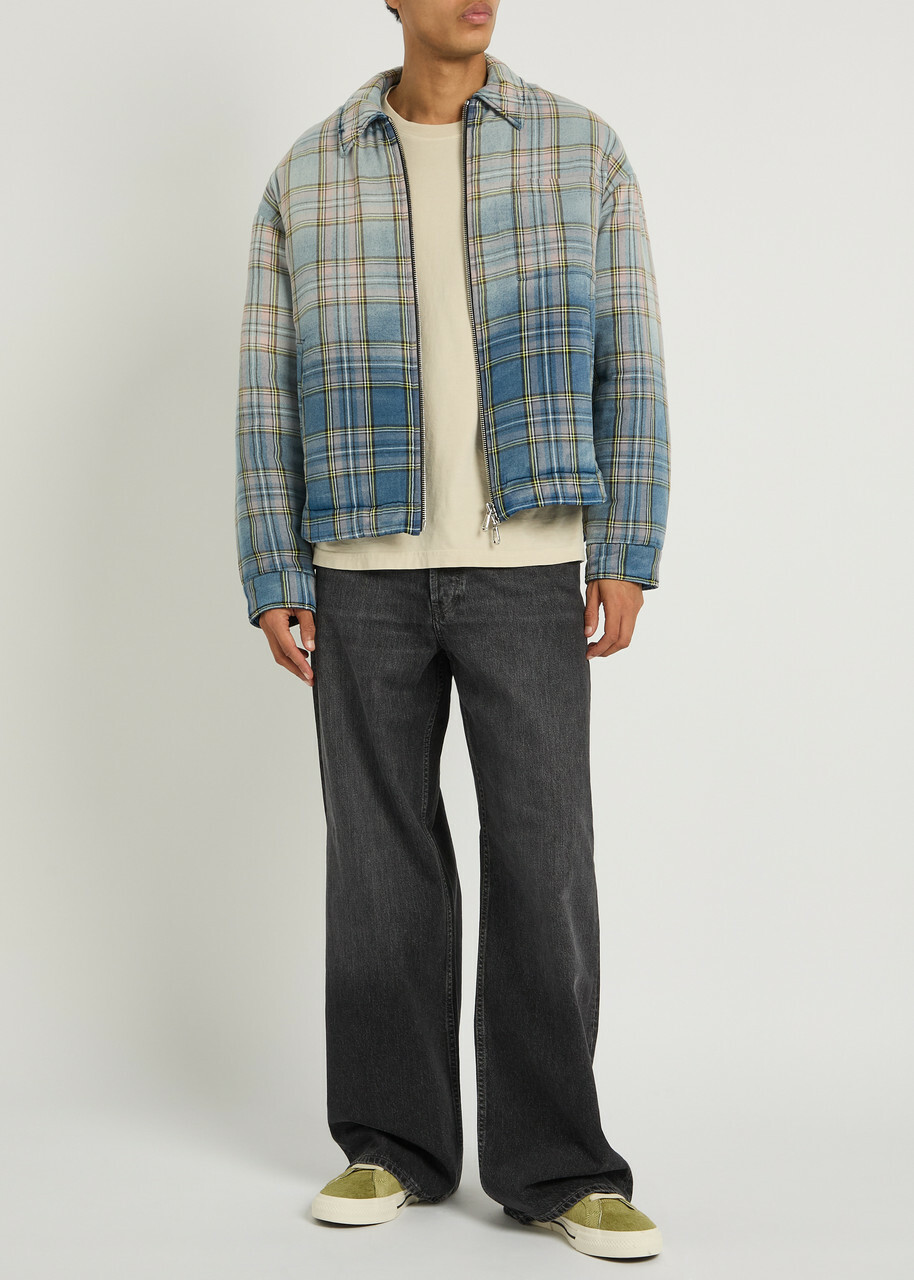 Cole Buxton Checked Cotton Jacket Blue