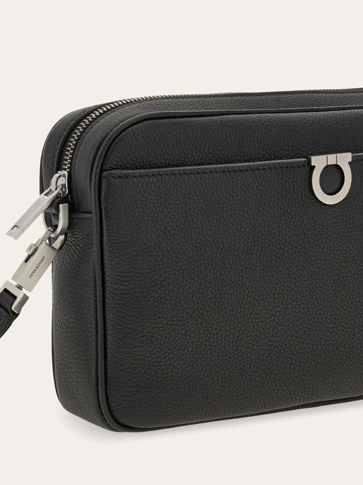 Ferragamo Mens Gancini pouch in Black