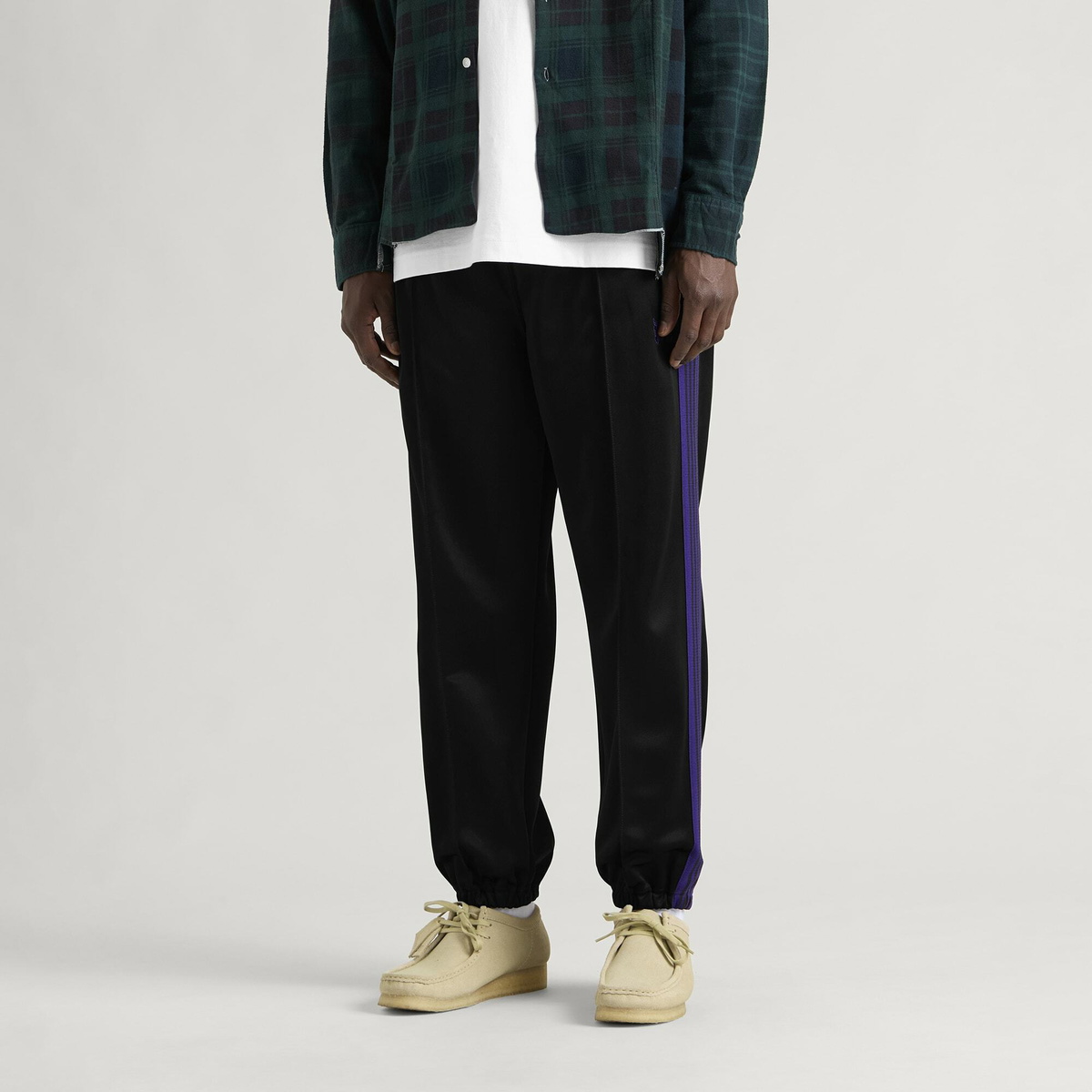 Needles Men's Poly Smooth Zipped Track Pants in Black
