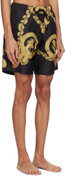 Versace Underwear Black Maschera Baroque Swim Shorts