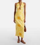 Cala de la Cruz Orly printed cutout linen midi dress