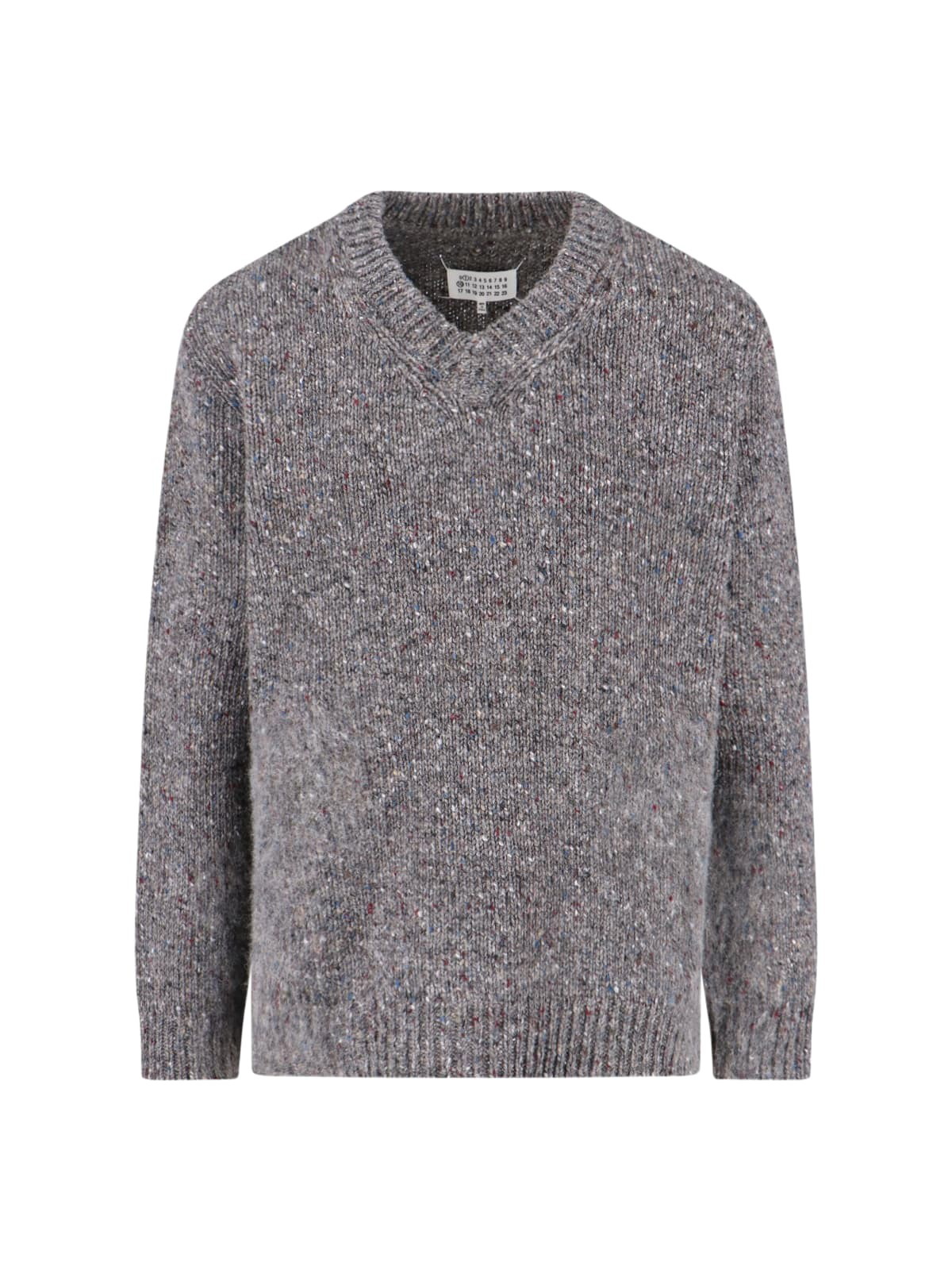 Maison Margiela Blue Cotton V-Neck Sweater Maison Margiela