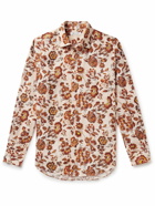 Loro Piana - André Floral-Print Linen Shirt - Orange