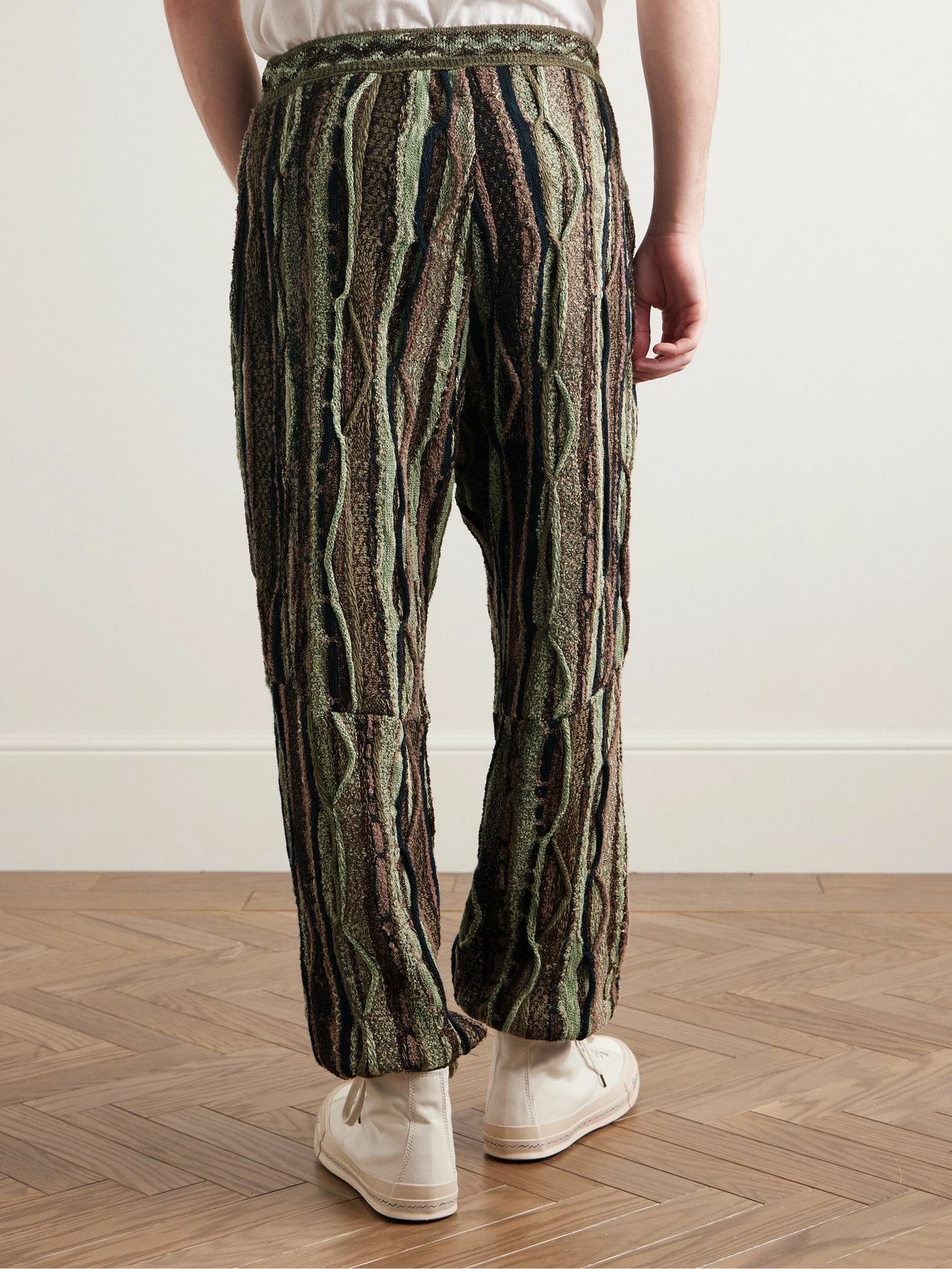 KAPITAL - Gaudy Tapered Intarsia Bouclé Sweatpants - Green