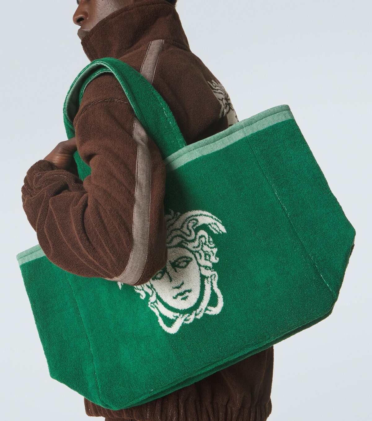 Versace Medusa cotton-terry jacquard tote bag