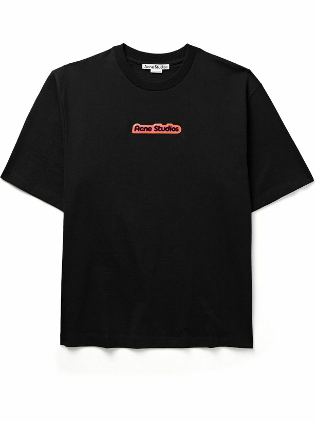 Photo: Acne Studios - Extorr Logo-Appliquéd Cotton-Jersey T-shirt - Black