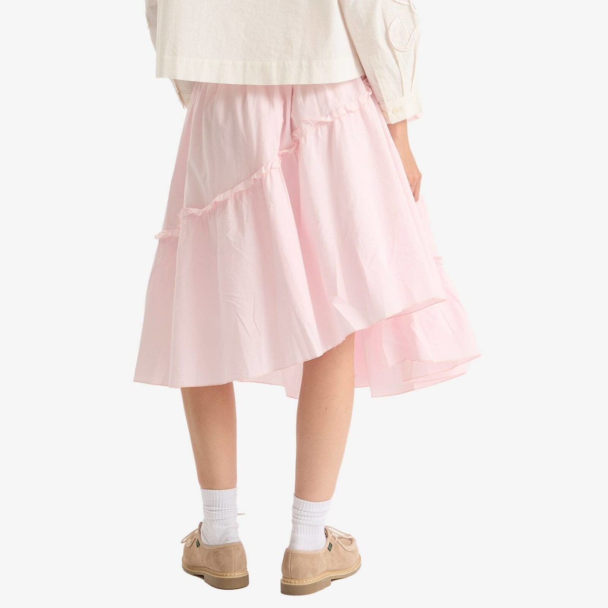 YMC Women's Draped Midi Skirt in Light Pink