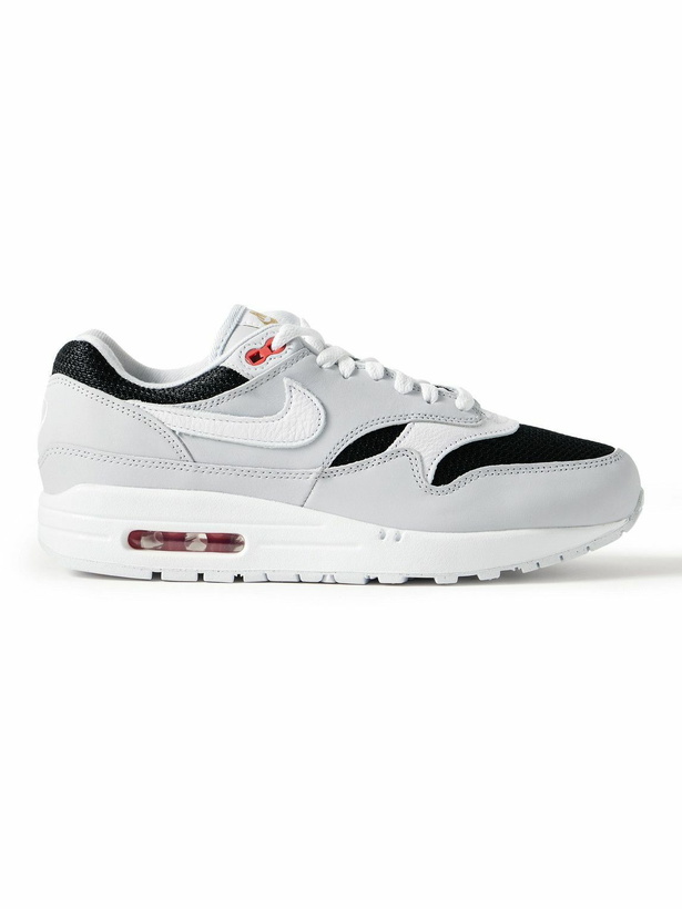 Photo: Nike - Air Max 1 Suede, Mesh and Textured-Leather Sneakers - Gray