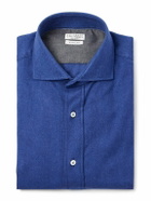 Brunello Cucinelli - Herringbone Cotton and Lyocell-Blend Shirt - Blue