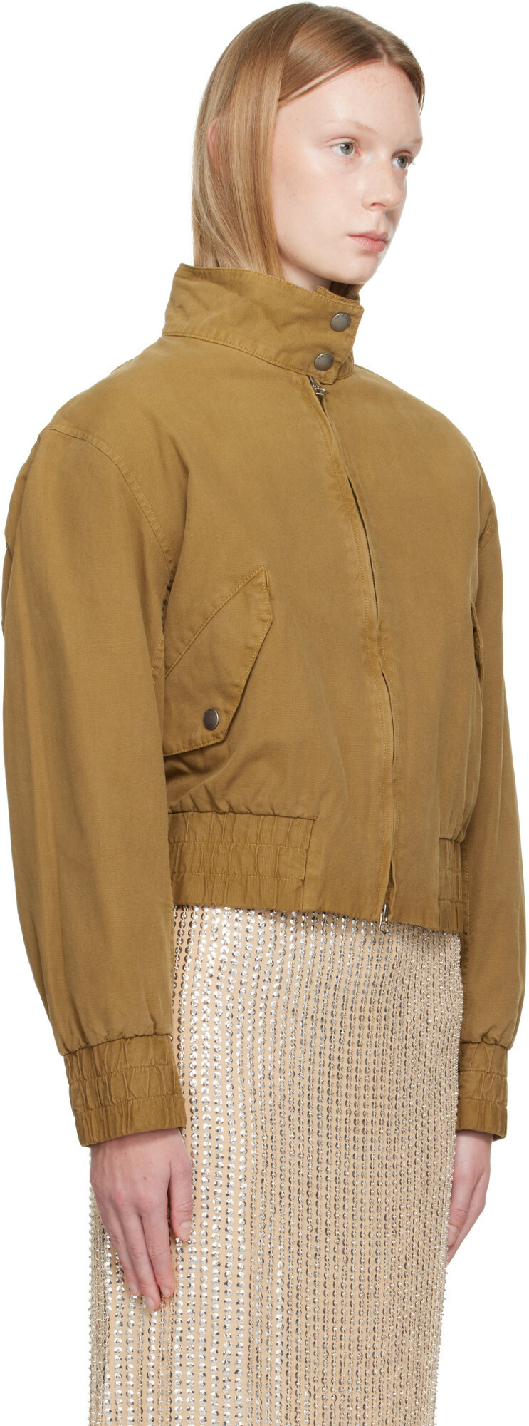 rag & bone Beige Eliza Canvas Bomber Jacket