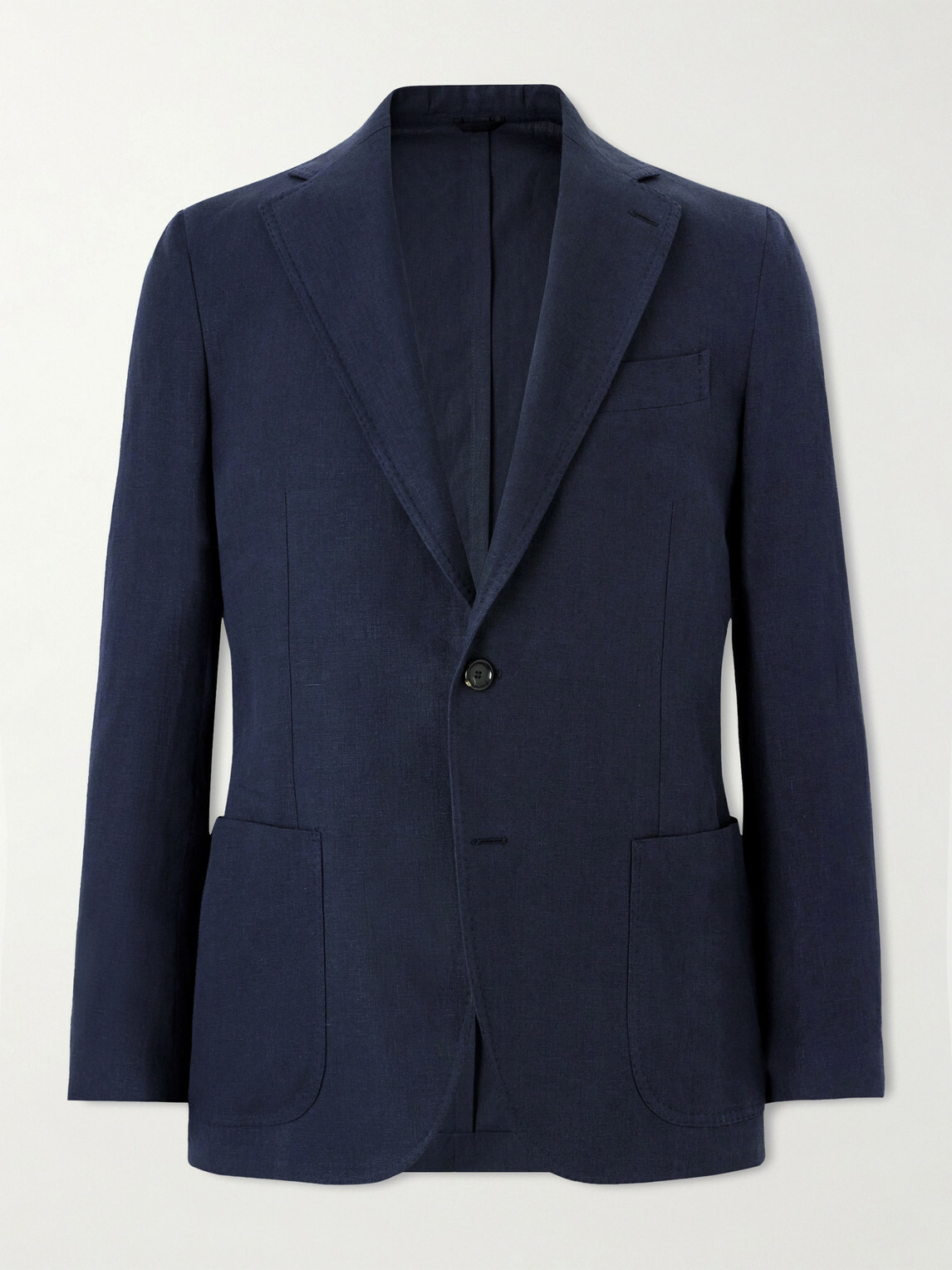 De Petrillo - Linen Single-Breasted Blazer - Blue