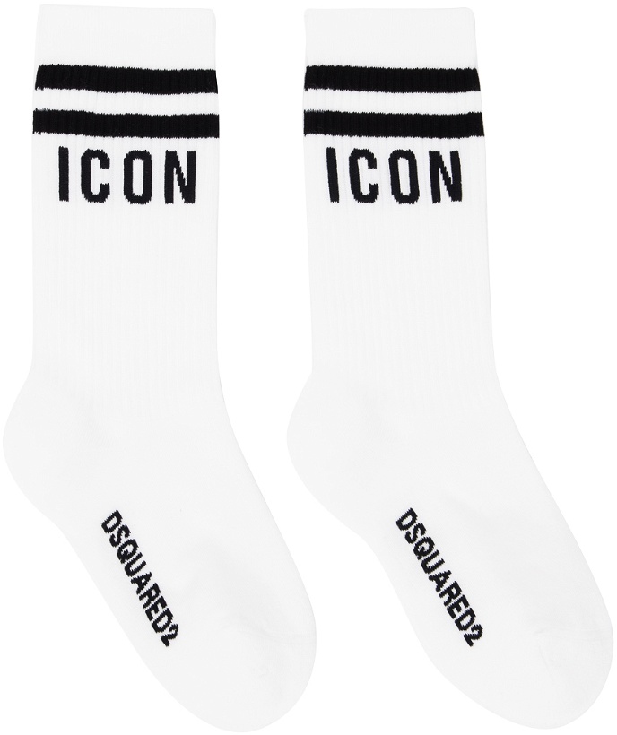 Photo: Dsquared2 White 'Icon' Socks