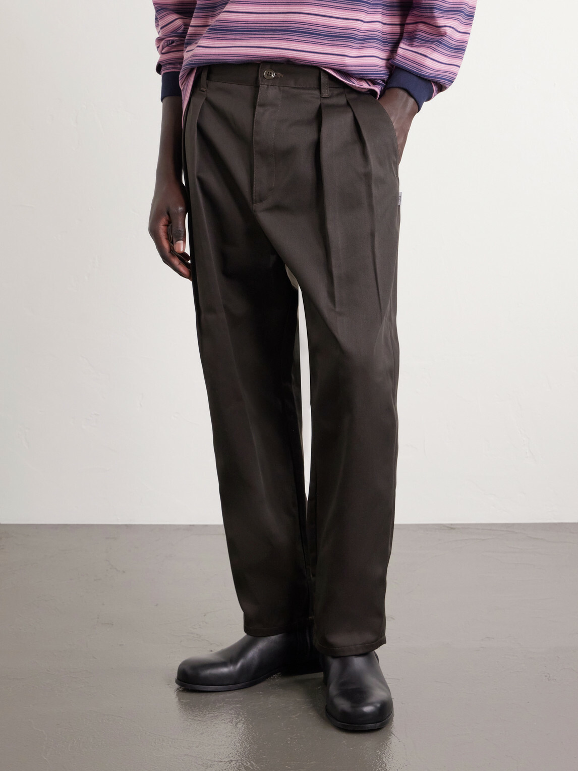 WTAPS - Straight-Leg Pleated Twill Trousers - Brown WTAPS