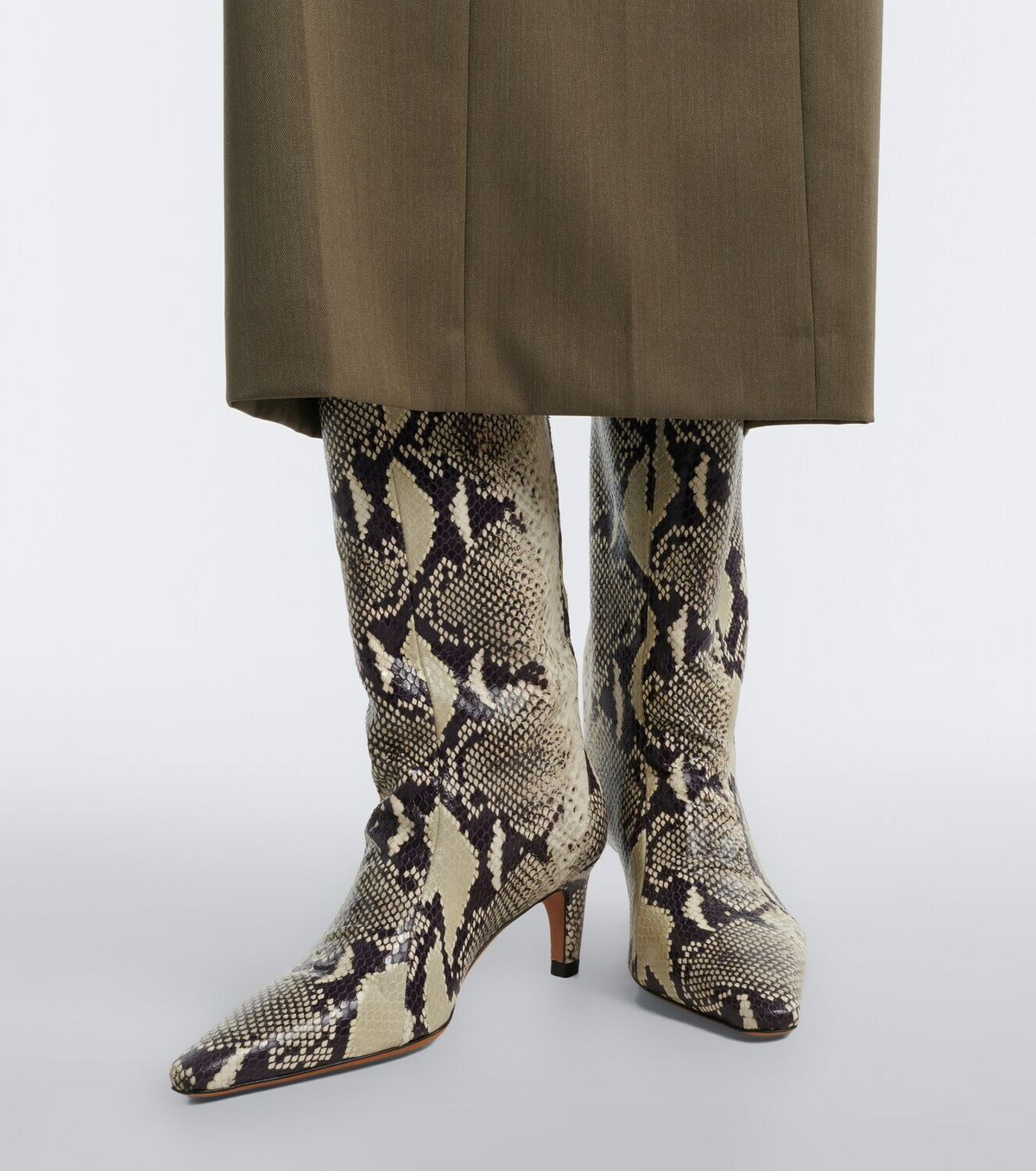 JUDE Cave snake-effect leather ankle boots