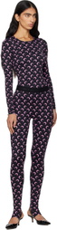 Marine Serre Black Recycled Moon Jersey Stirrup Leggings