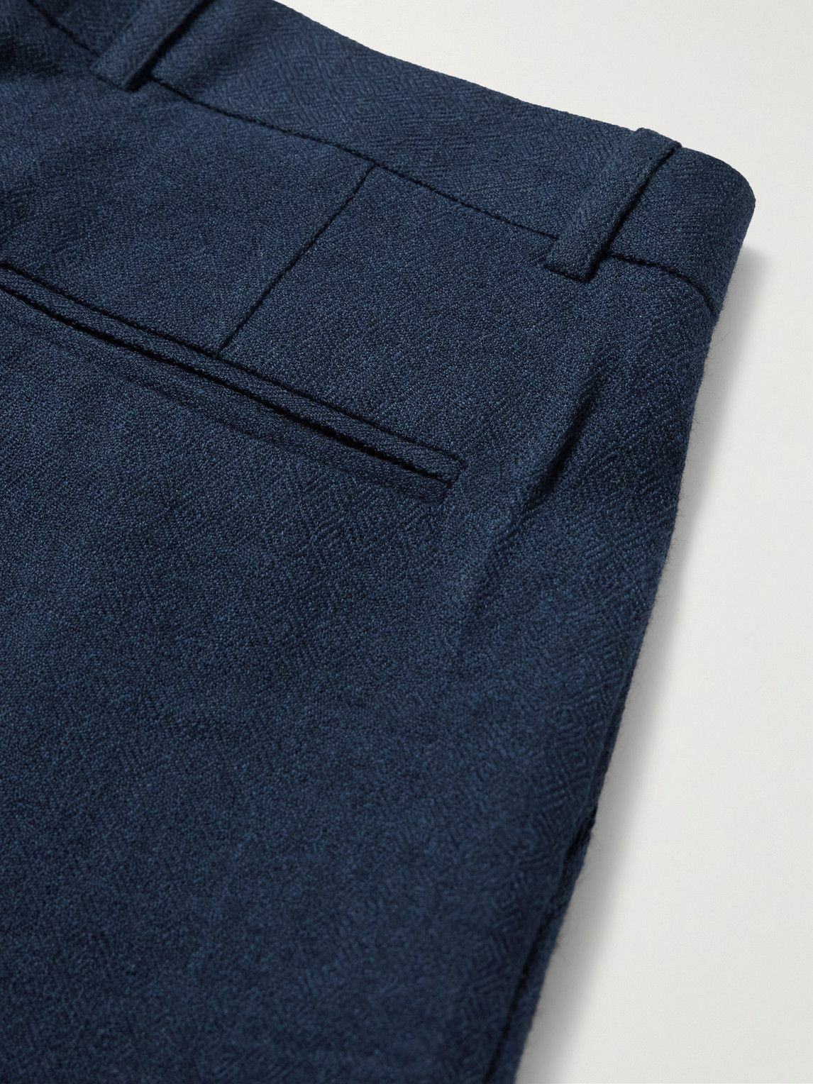 Kartik Research - Pleated Embroidered Wool Straight-Leg Trousers - Blue