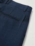 Kartik Research - Pleated Embroidered Wool Straight-Leg Trousers - Blue