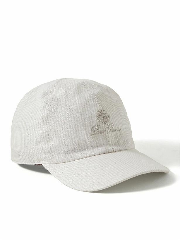 Photo: Loro Piana - Logo-Embroidered Striped Linen Baseball Cap - Neutrals