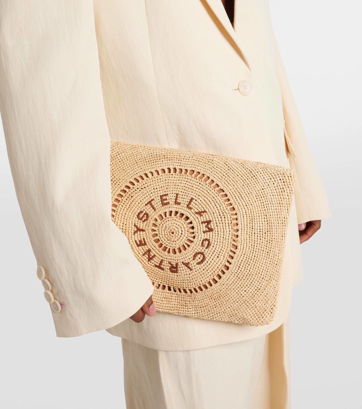 Stella McCartney Logo raffia clutch