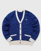 Maison Kitsune Baby Fox Patch Bi Color Classic Cardigan Blue - Mens - Zippers & Cardigans