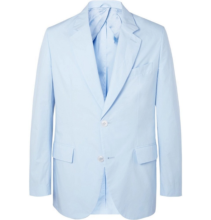Photo: Brioni - Sky-Blue Unstructured Cotton-Poplin Suit Jacket - Blue