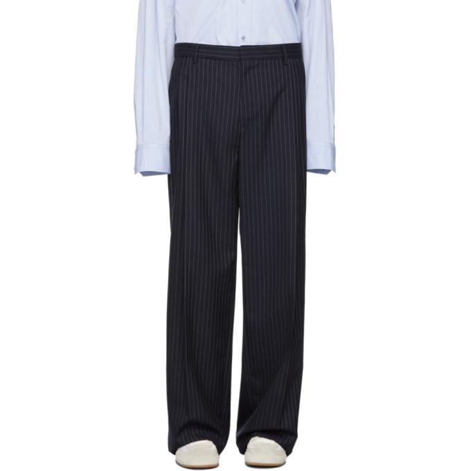 Photo: Loewe Navy Striped Pleated Trousers
